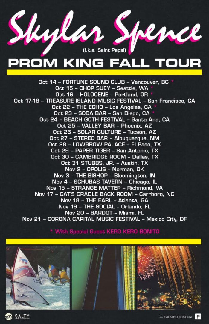 Skylar Spence - Prom King Fall Tour 2015 - poster
