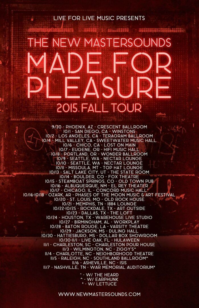 The New Mastersounds - Made For Pleasure U.S. Tour - 2015 Tour Poster