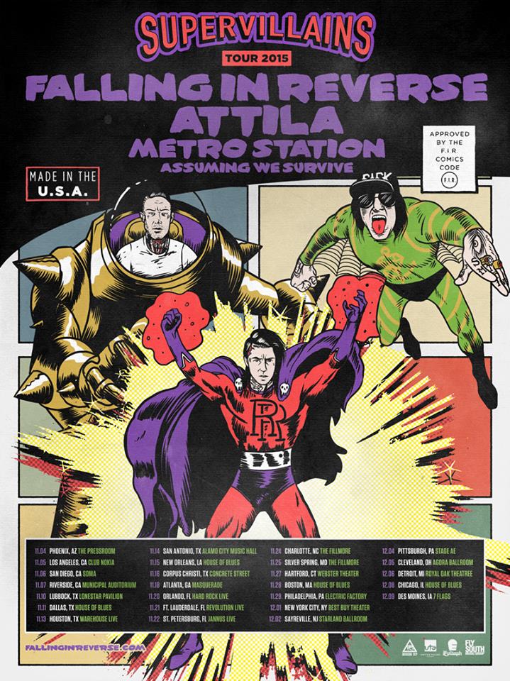 Falling In Reverse - Supervillains Tour 2015 - poster
