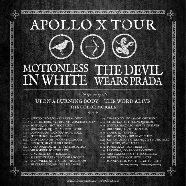 Motionless In White - Apollo X Tour With The Devil Wears Prada - poster