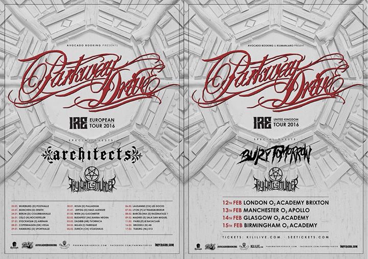 Parkway Drive - European and UK Winter Tours - poster