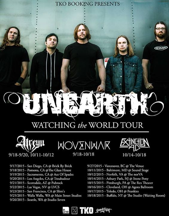 Unearth - The Watching the World North American Tour - 2015 Tour Poster
