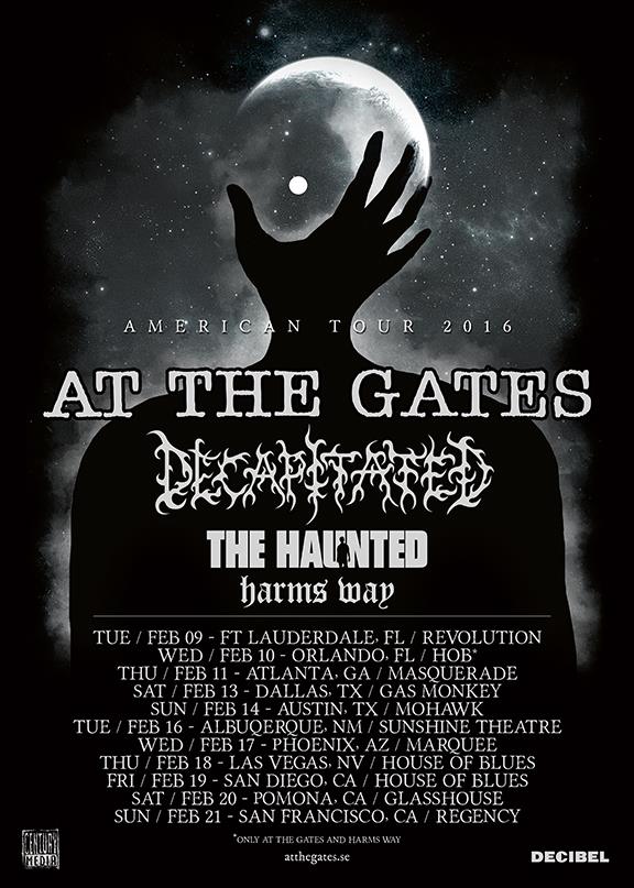 At The Gates - 2016 U.S. tour with Decapitated - poster