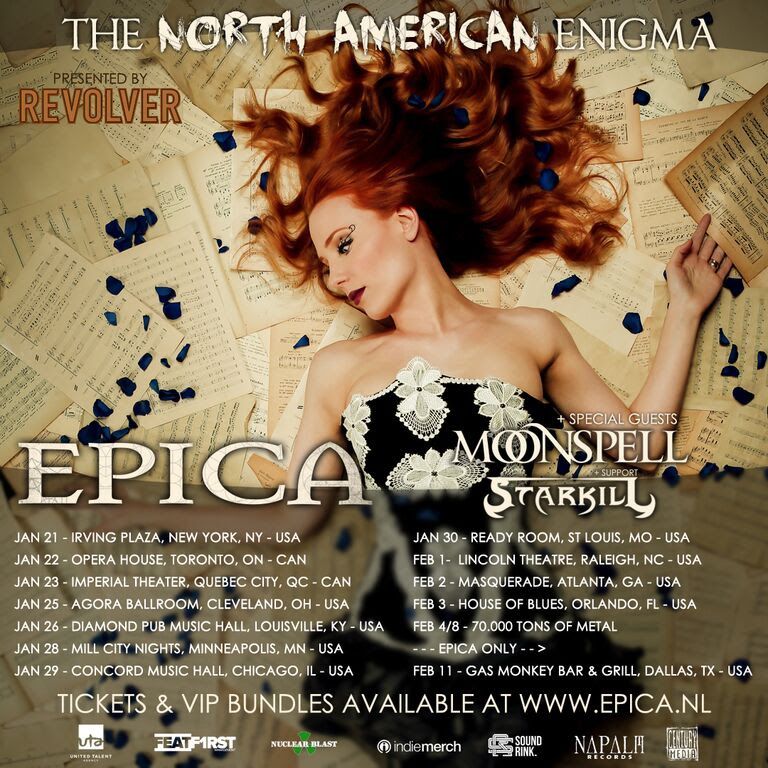 Epica - Enigma 2016 North American Tour - Tour Poster