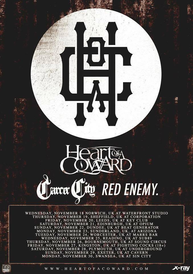 Heart Of A Coward - November Tour - 2015 Tour Poster