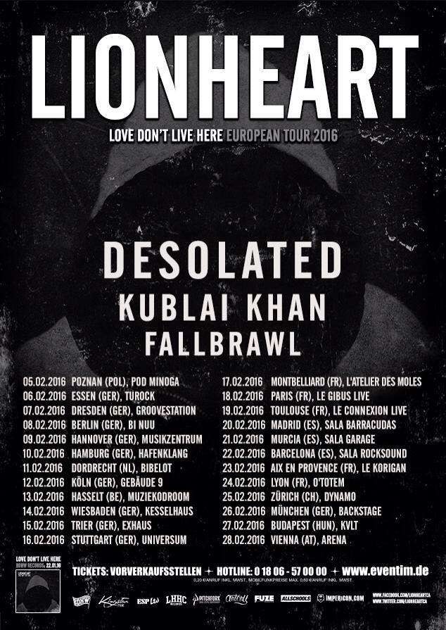 Lionheart - Love Don't Live Here Tour - poster