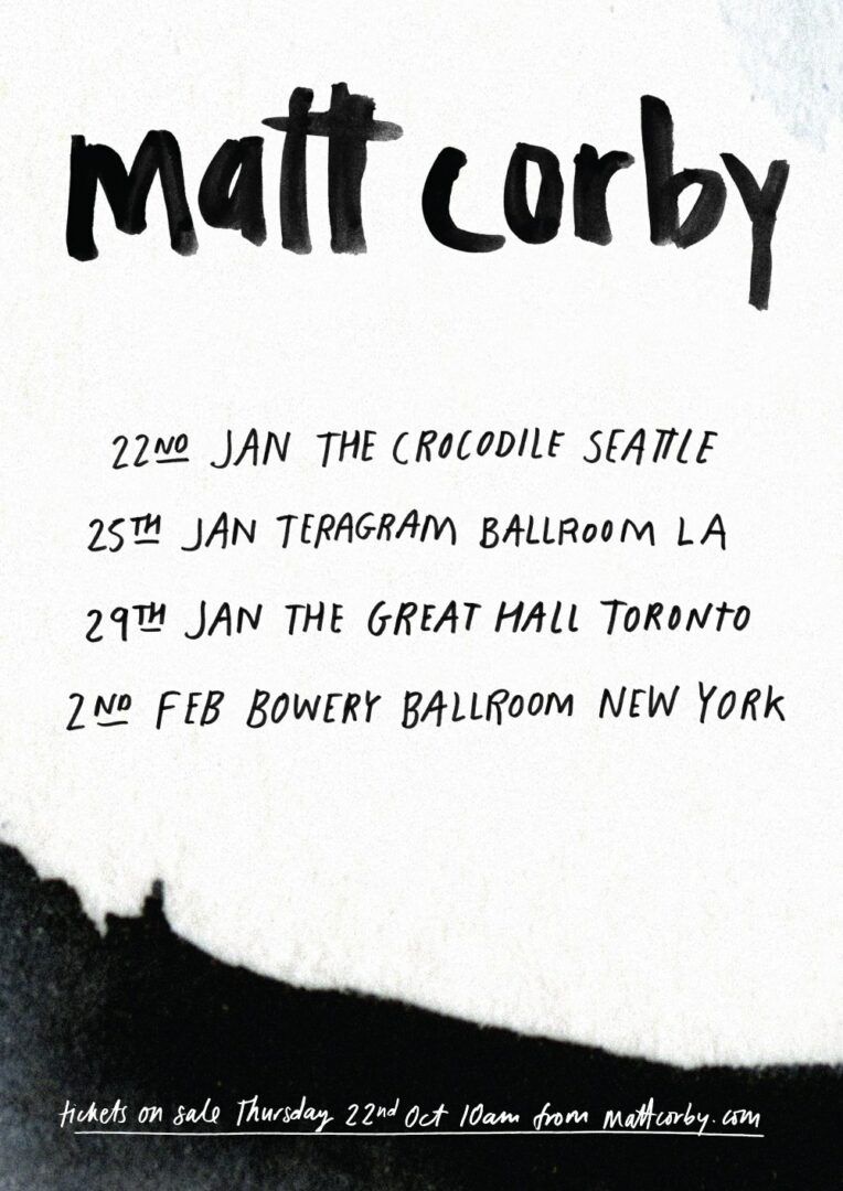 Matt Corby - Winter North American Tour - 2015 Tour Poster