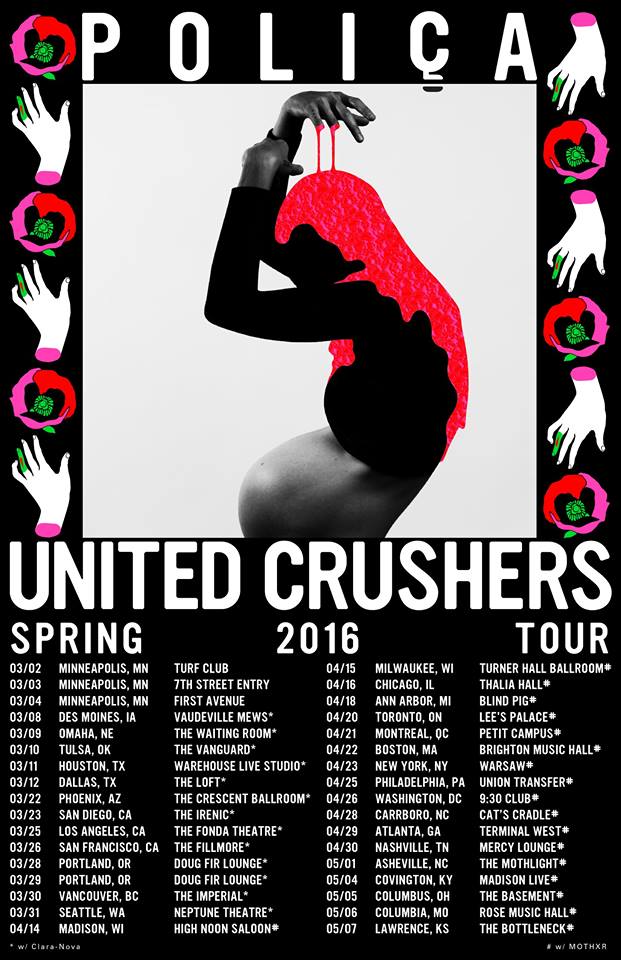 Polica - United Crushers Spring 2016 Tour - poster