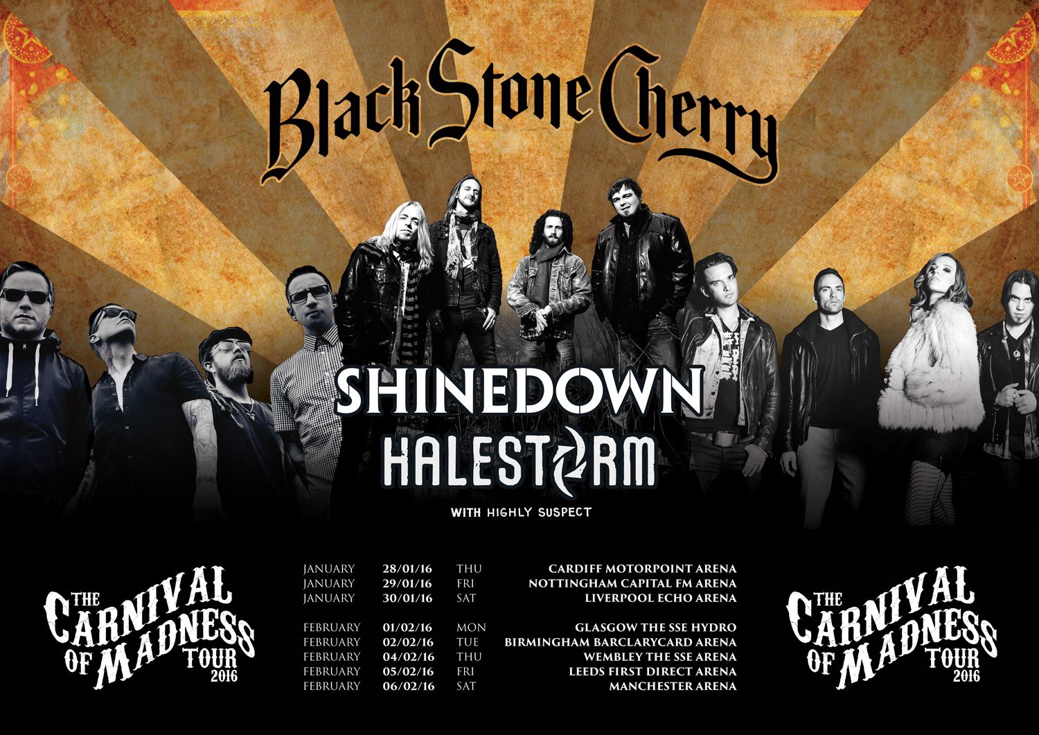 Black Stone Cherry - The Carnival of Madness Tour - poster
