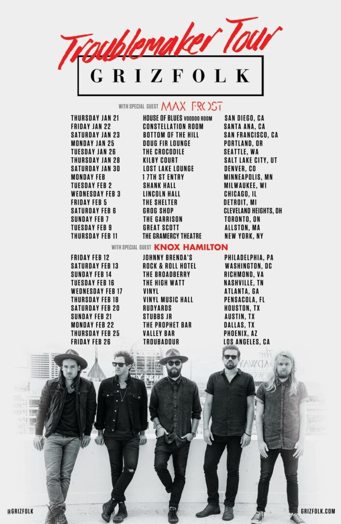 Grizfolk - Troublemaker North American Tour - 2016 Tour Poster