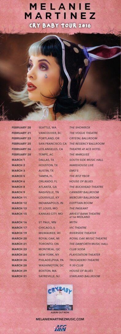 Melanie Martinez - Cry Baby U.S. Tour Second Leg - 2016 Tour Poster