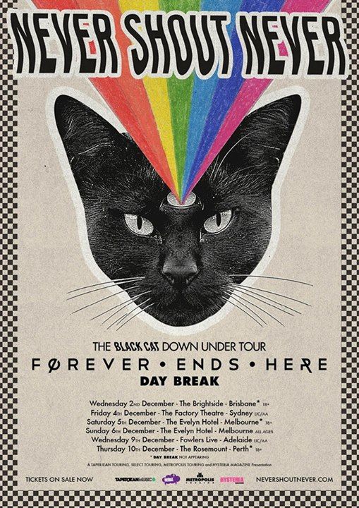Never Shout Never - The Black Cat Tour Austraian Leg - 2015 Tour Poster