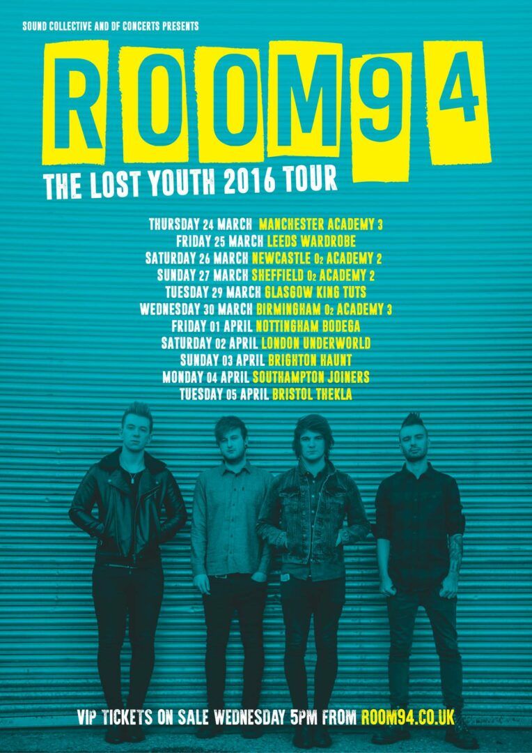 Room 94 - Lost Youth UK Tour - 2016 Tour Poster