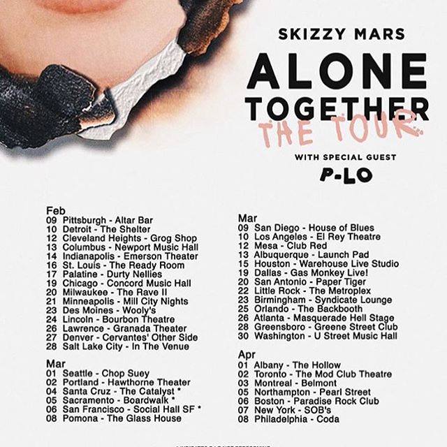 Skizzy Mars- Alone Together 2016 tour-poster