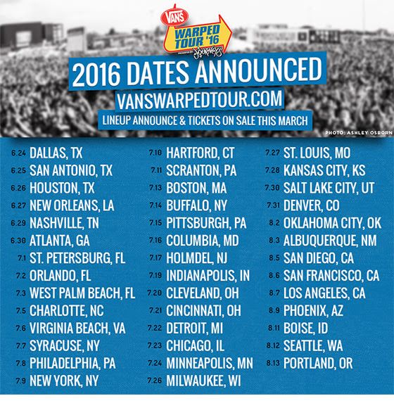 Vans Warped Tour - Summer U.S. Tour - 2016 Tour Poster