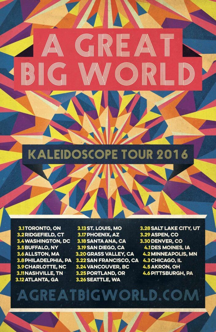 A Great Big World - The Kaleidoscope 2016 North American Tour - 2016 Tour Poster