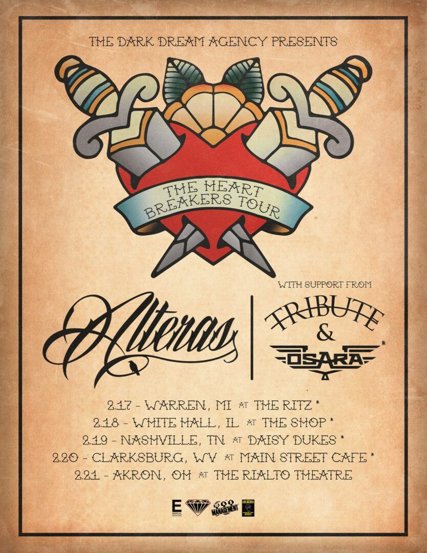 Alteras - The Heartbreakers Tour - 2016 U.S. Tour Poster