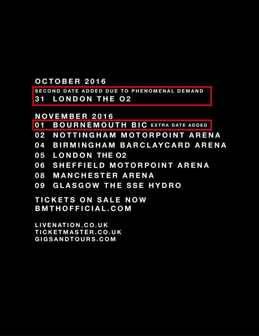 Bring Me The Horizon - 2016 UK Arena Tour - 2016 Tour Poster