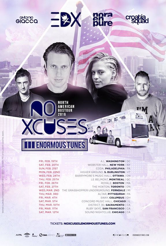 EDX - The North American No Xcuses vs. Enormous Tunes Bus Tour - 2016 Tour Poster
