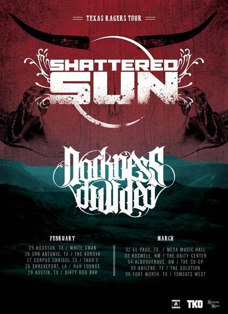 Shattered Sun + Darkness Divides - Texas Ragers tour - poster