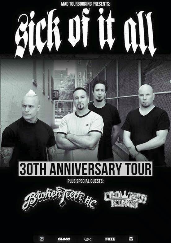 Sick Of It All - 30th Anniversary Tour - 2016 European Tour Poster