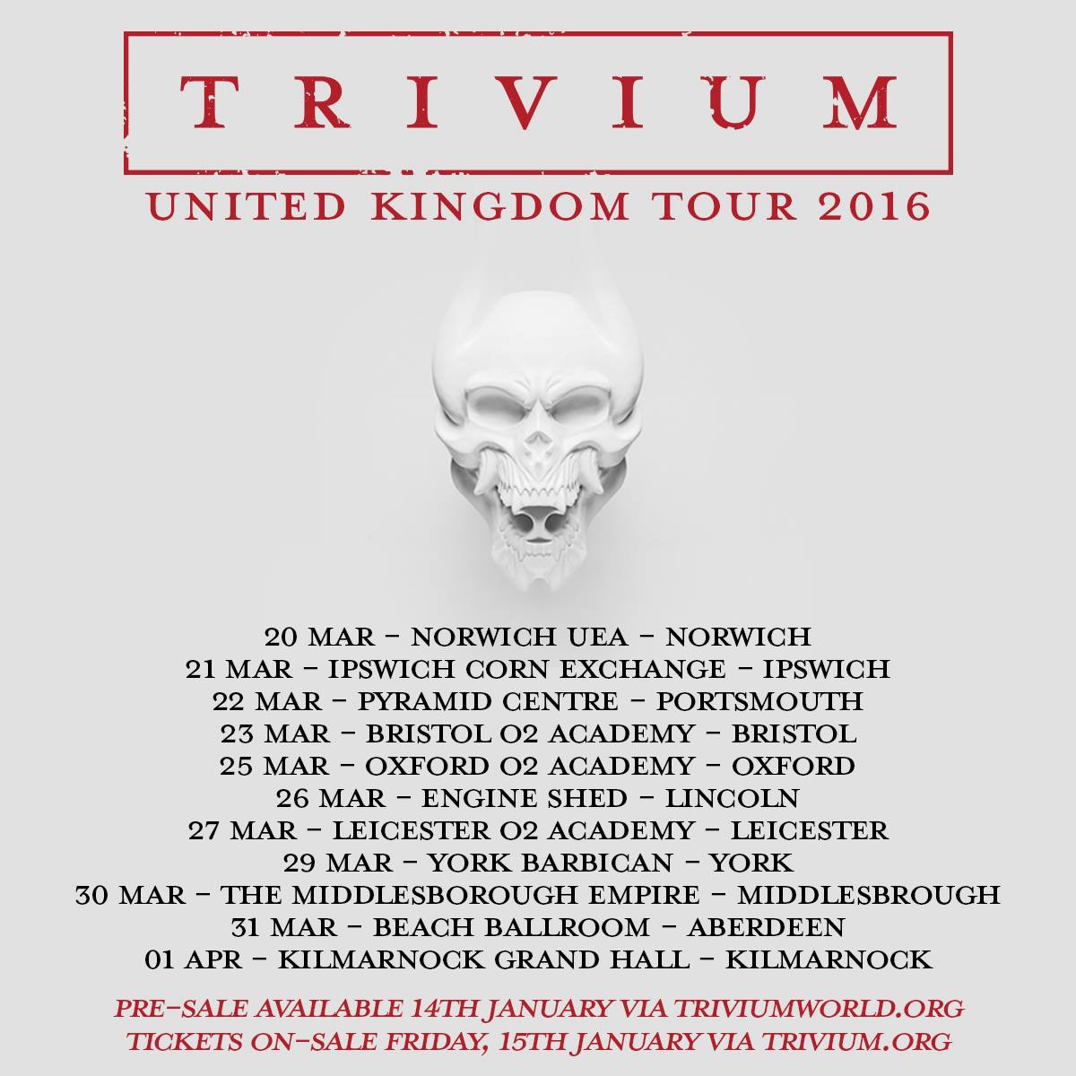 Trivium - United Kingdom Tour 2016 - poster