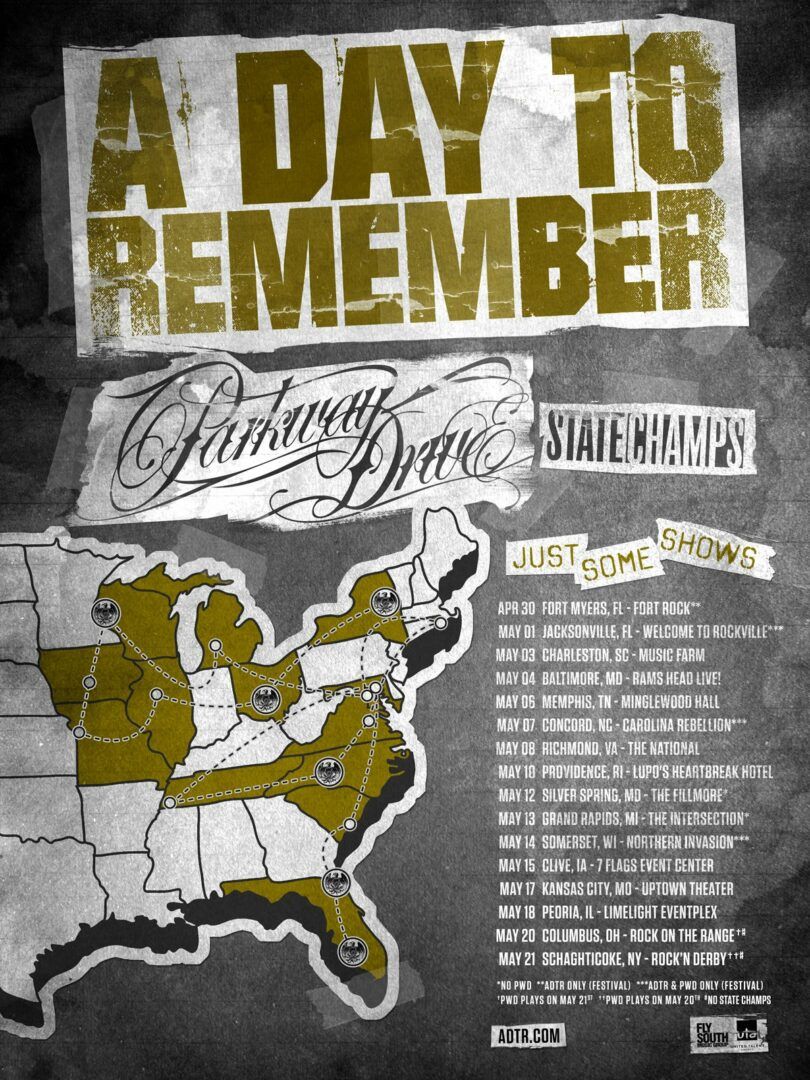 A Day To Remember - Just Some Shows U.S. Tour - 2016 Tour Poster