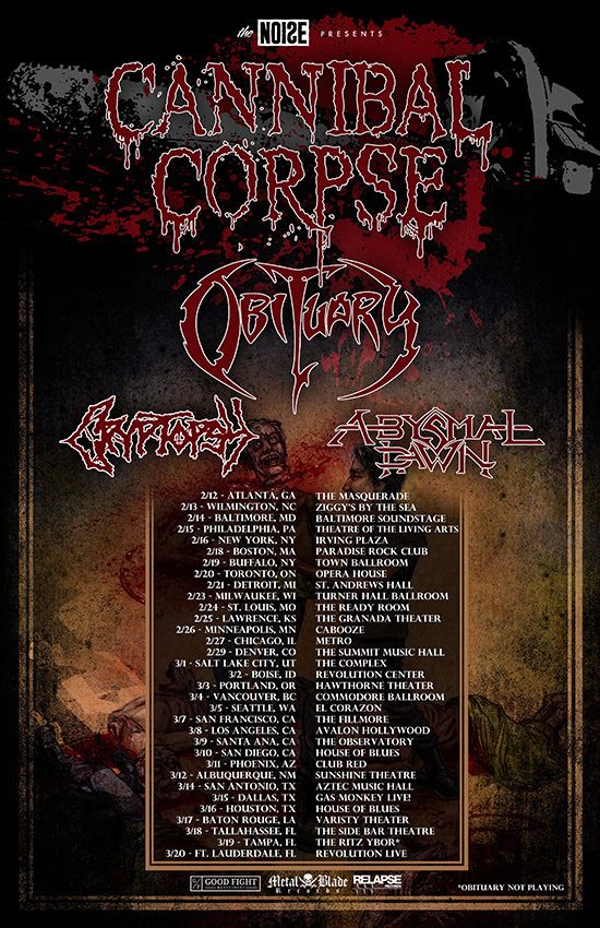 Cannibal Corpse - North American tour - poster