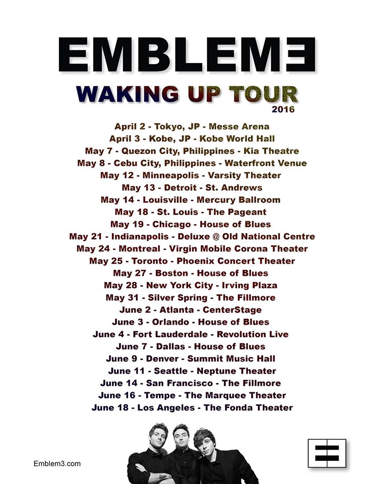 Emblem3 - Waking Up Tour - poster
