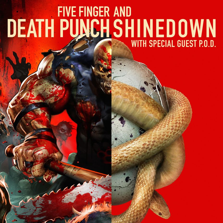 Five Finger Death Punch and Shinedown - 2016 U.S. Tour - 2016 Tour Poster
