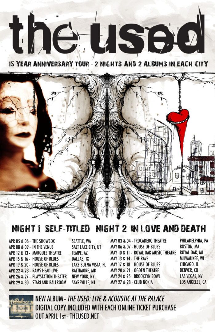 The Used - U.S. 15 Year Anniversary Tour - 2016 Tour Poster