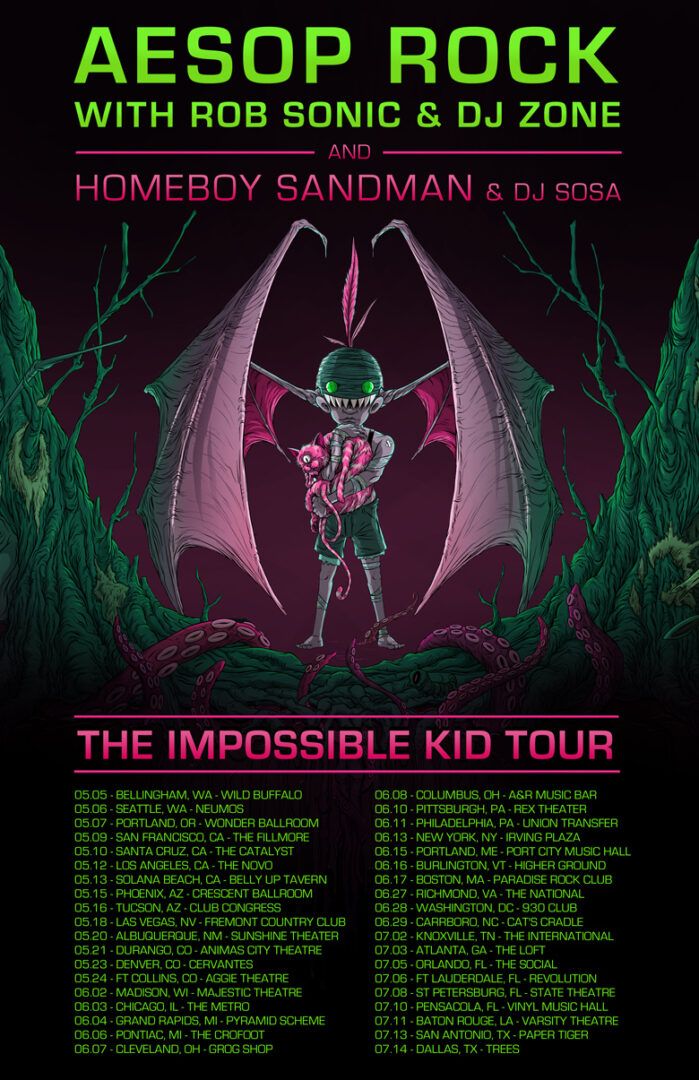 Aesop Rock - The Impossible Kid Tour - poster