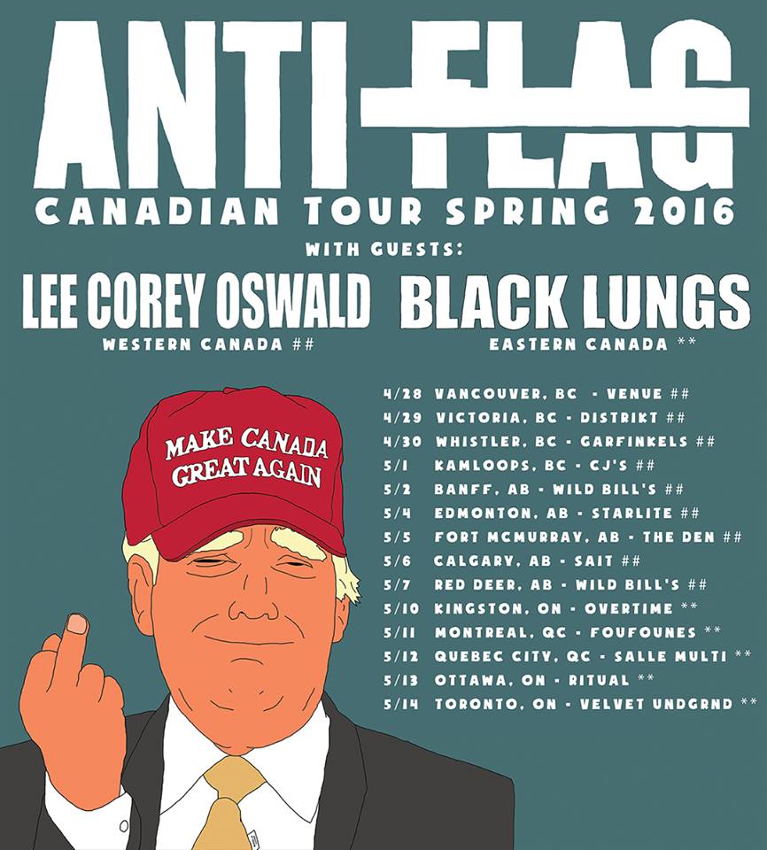 Anti Flag - Canadian Spring Tour 2016 - poster