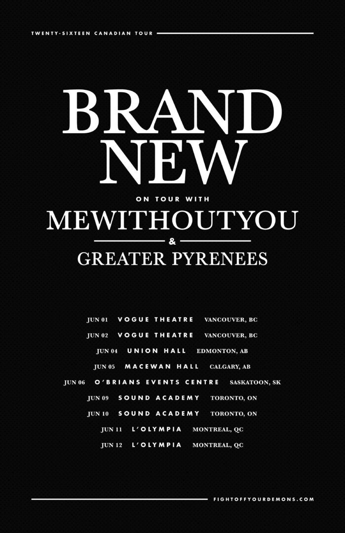 Brand New - 2016 Canadian Tour - 2016 Tour Poster
