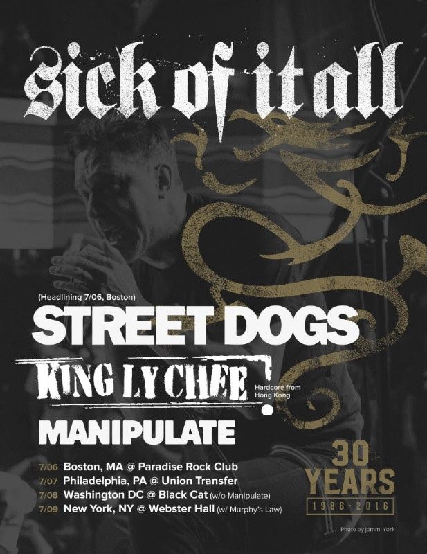 Sick Of It All - U.S. 30th Anniversary Tour - 2016 Tour Poster 2
