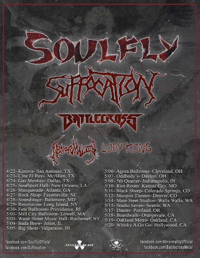 Soulfly - 2016 U.S. Tour - 2016 Tour Poster