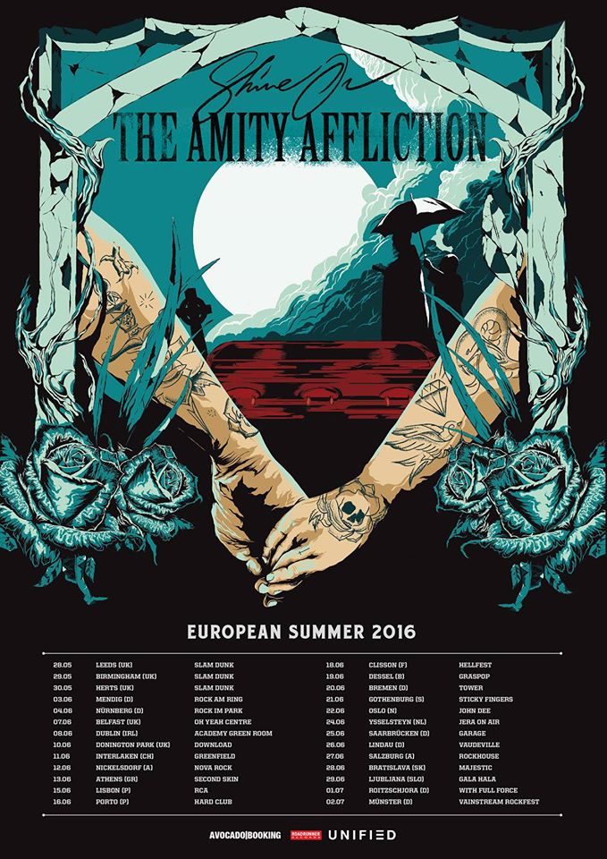 The Amity Affliction - European Summer 2016 Tour - poster
