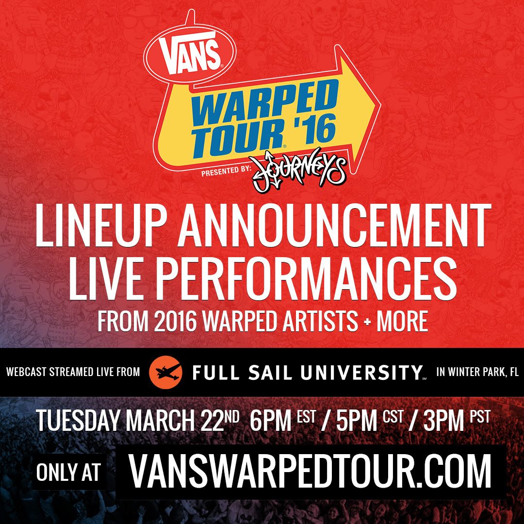 Vans Warped Tour - Lineup Announcement Poster - 2016 Tour Poster