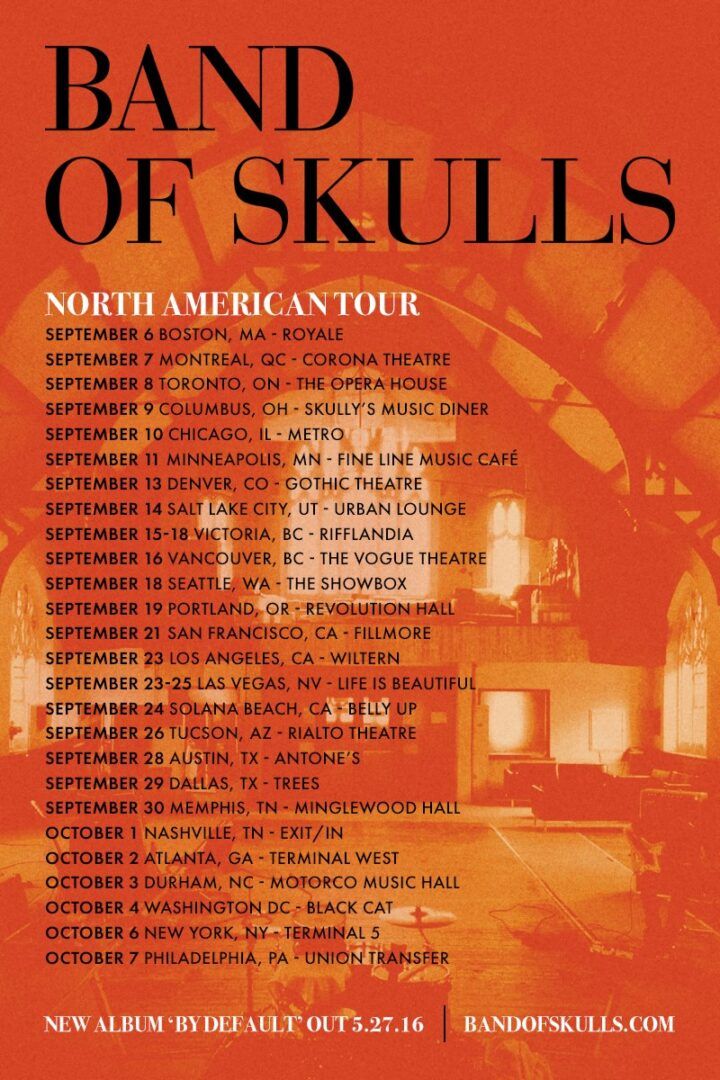 Band of Skulls - North American Fall Tour - 2016 Tour Poster
