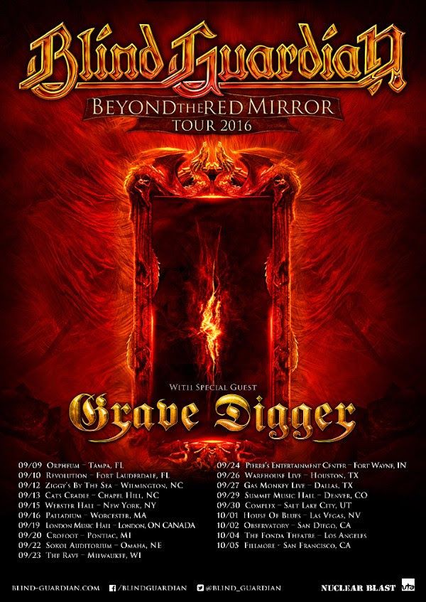 Blind Guardian - North American Beyond the Red Mirror Tour - 2016 Tour Poster