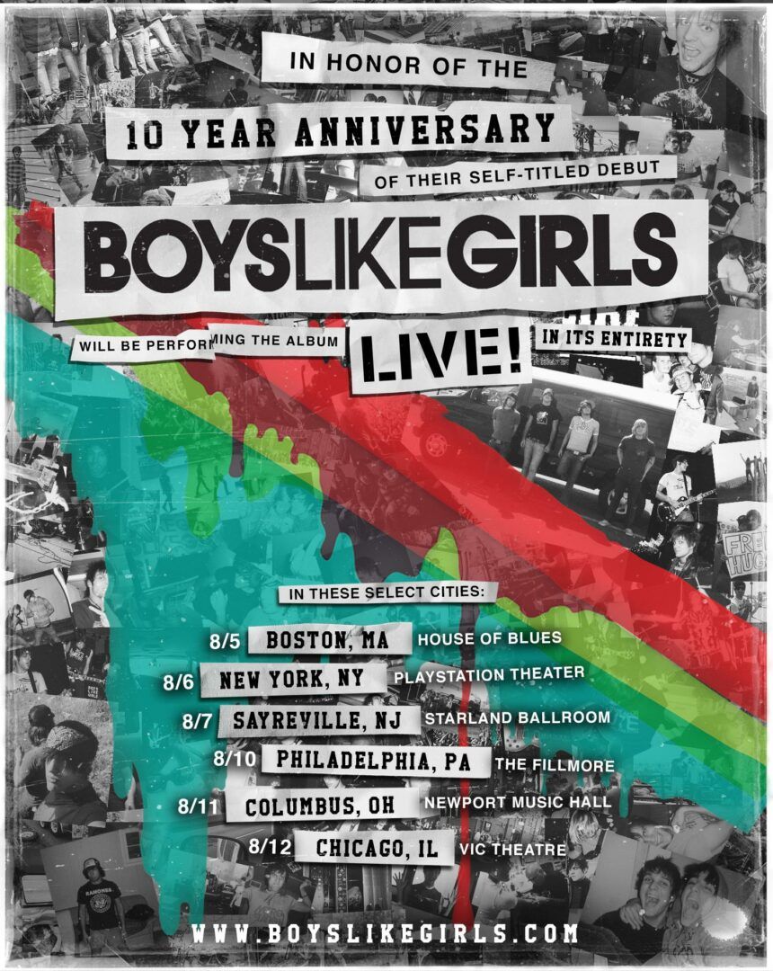 Boys Like Girls - 10 Year Anniversary Tour - 2016 Tour Poster