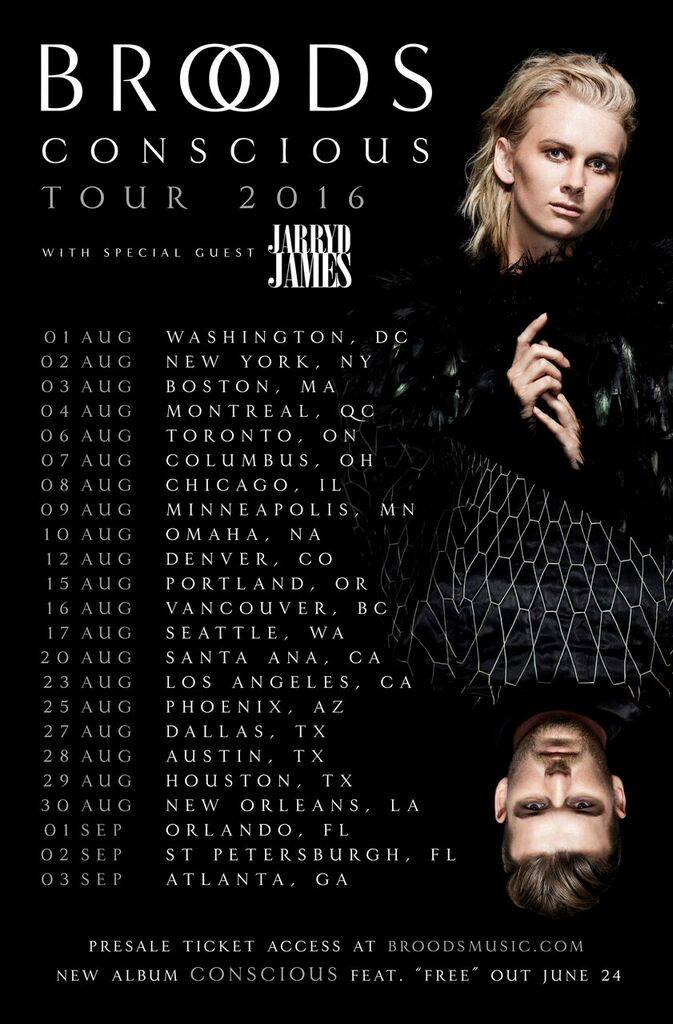 Broods - North American Conscious Tour - 2016 Tour Poster