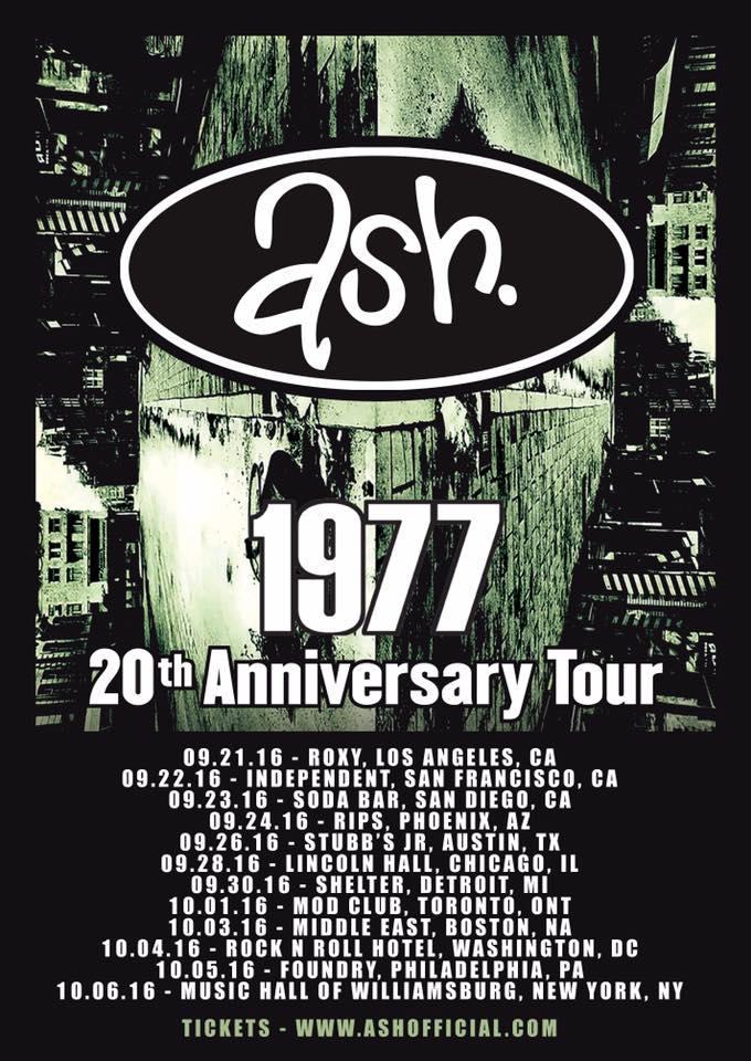 Ash - North American and European 1977 20th Anniversary Tour - 2016 Tour Poster