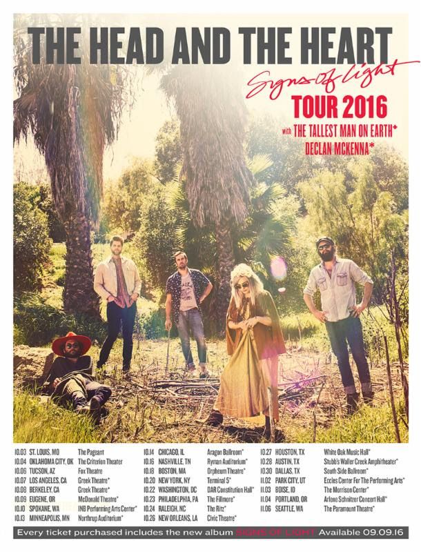The Head and the Heart - Signs of Light Tour - poster