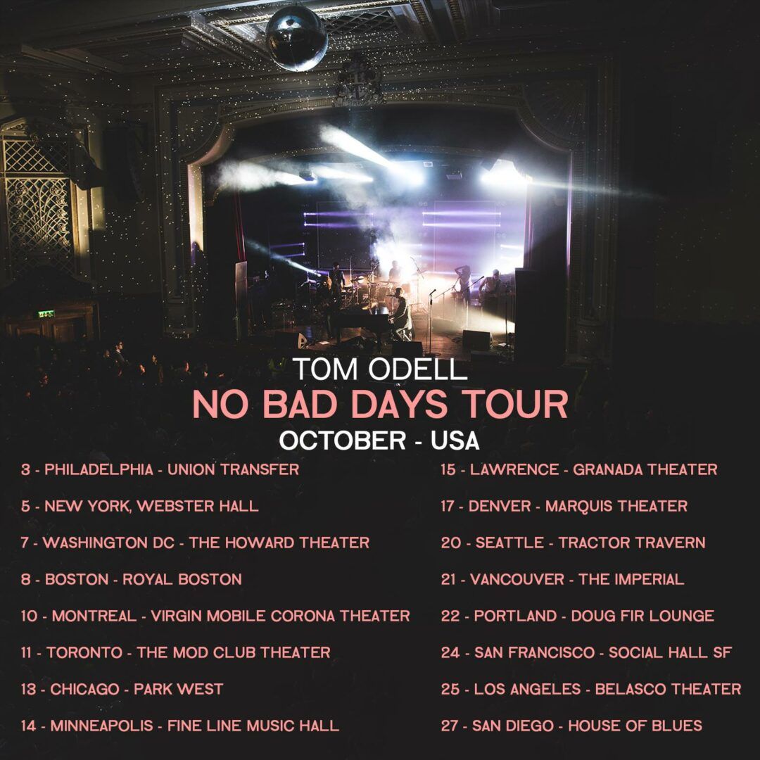 Tom Odell - North American No Bad Days Tour - 2016 Tour Poster