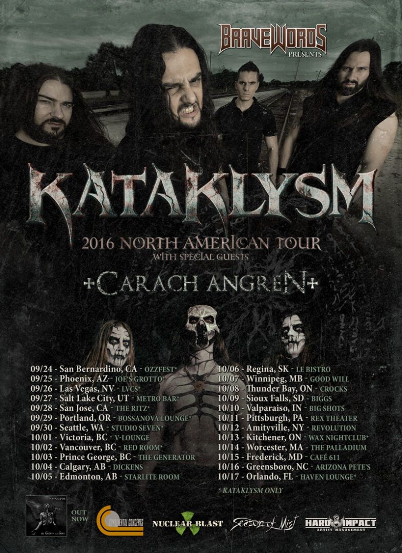 Kataklysm - Fall U.S. Tour - 2016 Tour Poster