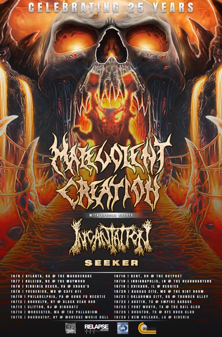 Malevolent Creation - U.S. The Ten Commandments 25th Anniversary Tour - 2016 Tour Poster