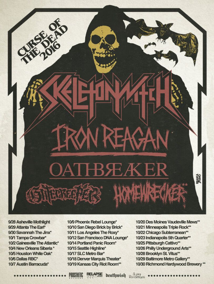 Skeletonwitch - U.S. Curse of the Dead Tour - 2016 Tour Poster