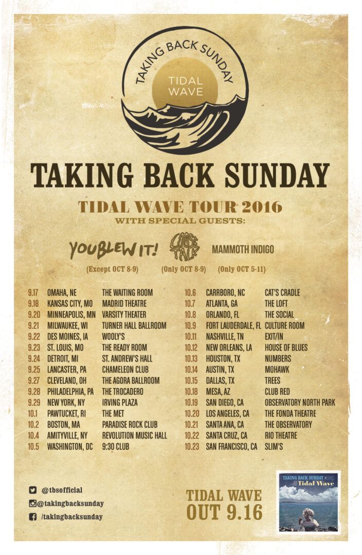 Taking Back Sunday - Tidal Wave Tour - poster