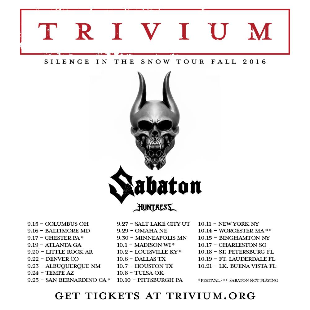 Trivium - U.S. Silence in the Snow Tour - 2016 Tour Poster